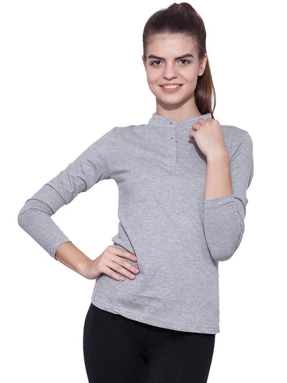 Appulse Women's Long Sleeve Mandarin Polo T-Shirt | Women | Premium Cotton | Activewear | Athleisure