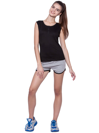 Appulse Women's Sleeveless Henley T-Shirt | Women | Premium Cotton | Activewear | Athleisure