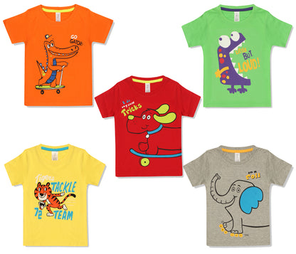 Appulse Kids T-Shirt(Boys - Pack of 5) | Kids | Premium Cotton | Activewear | Athleisure