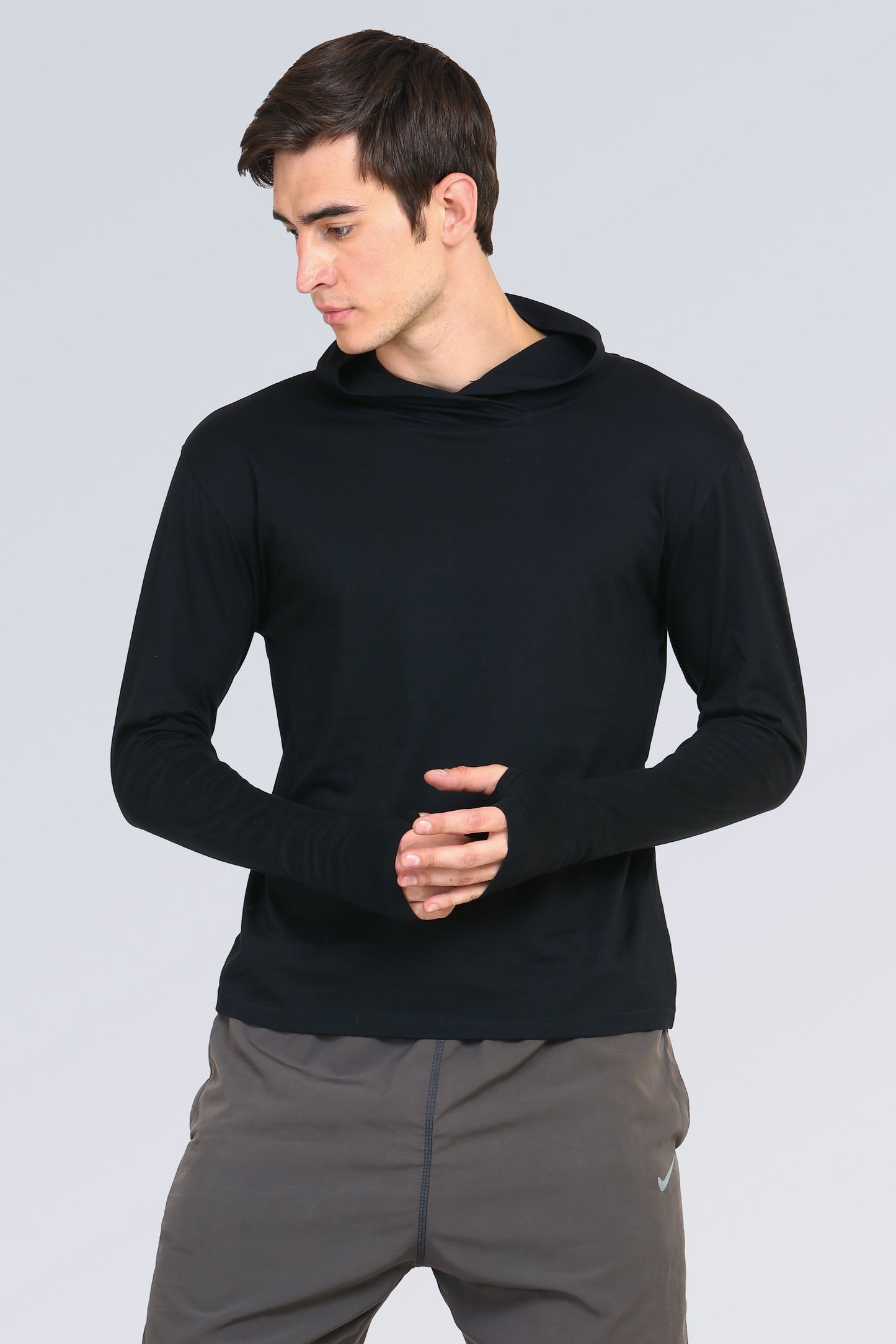 Ap'pulse Men's Hooded Thumbopen Tshirt