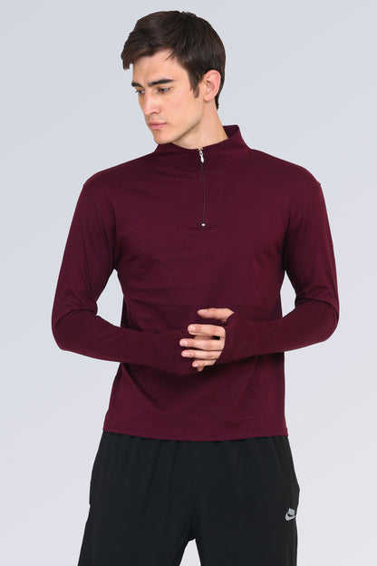 Appulse Men's 1/4 High Neck Zipper Thumb Hole T-Shirt | Men | Premium Cotton | Activewear | Athleisure