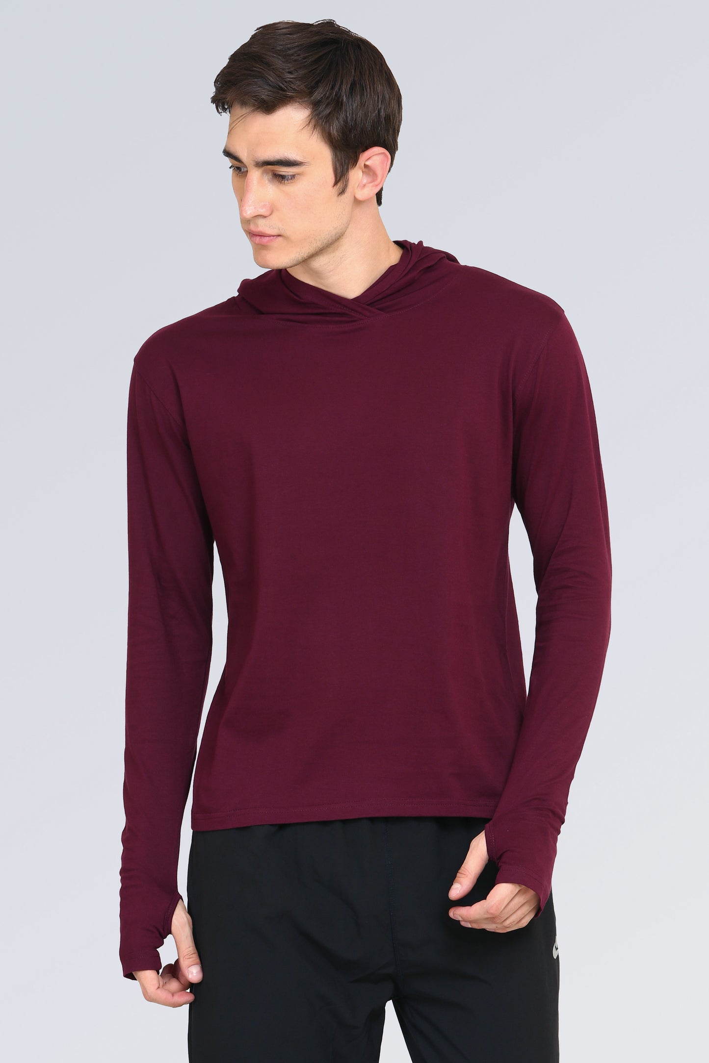 Ap'pulse Men's Hooded Thumbopen Tshirt