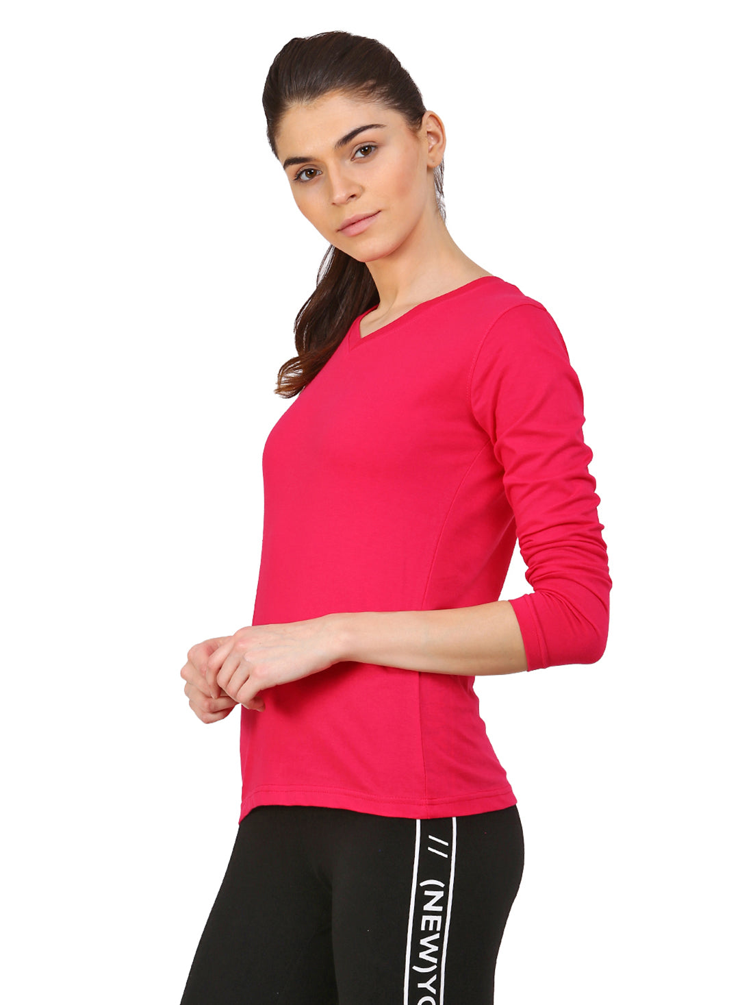 Ap'pulse Women's Long Sleeve V neck Tshirt