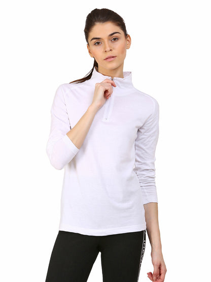 Appulse Women's 1/4 Zip High Neck Raglan T-Shirt | Women | Premium Cotton | Activewear | Athleisure