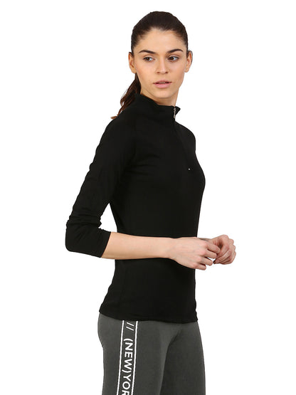 Appulse Women's 1/4 Zip High Neck Raglan T-Shirt | Women | Premium Cotton | Activewear | Athleisure