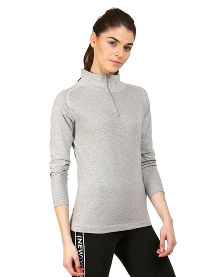 Appulse Women's 1/4 Zip High Neck Raglan T-Shirt | Women | Premium Cotton | Activewear | Athleisure
