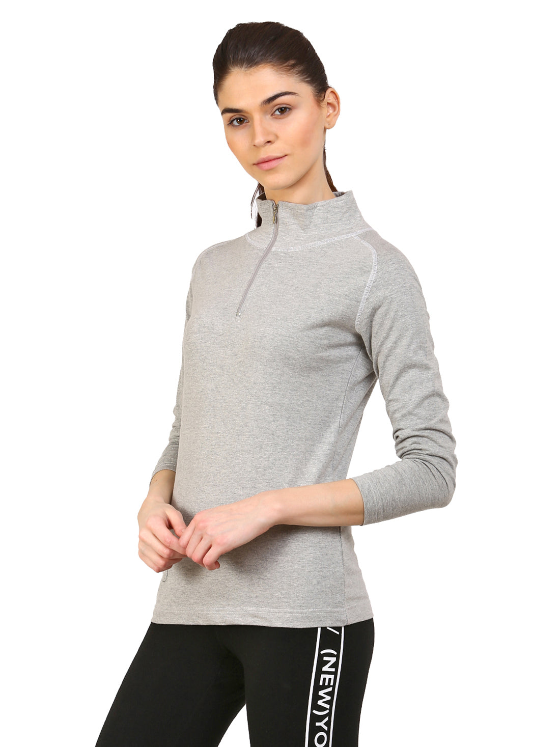 Ap'pulse Women's 1/4 Zip Hineck Raglan Tshirt