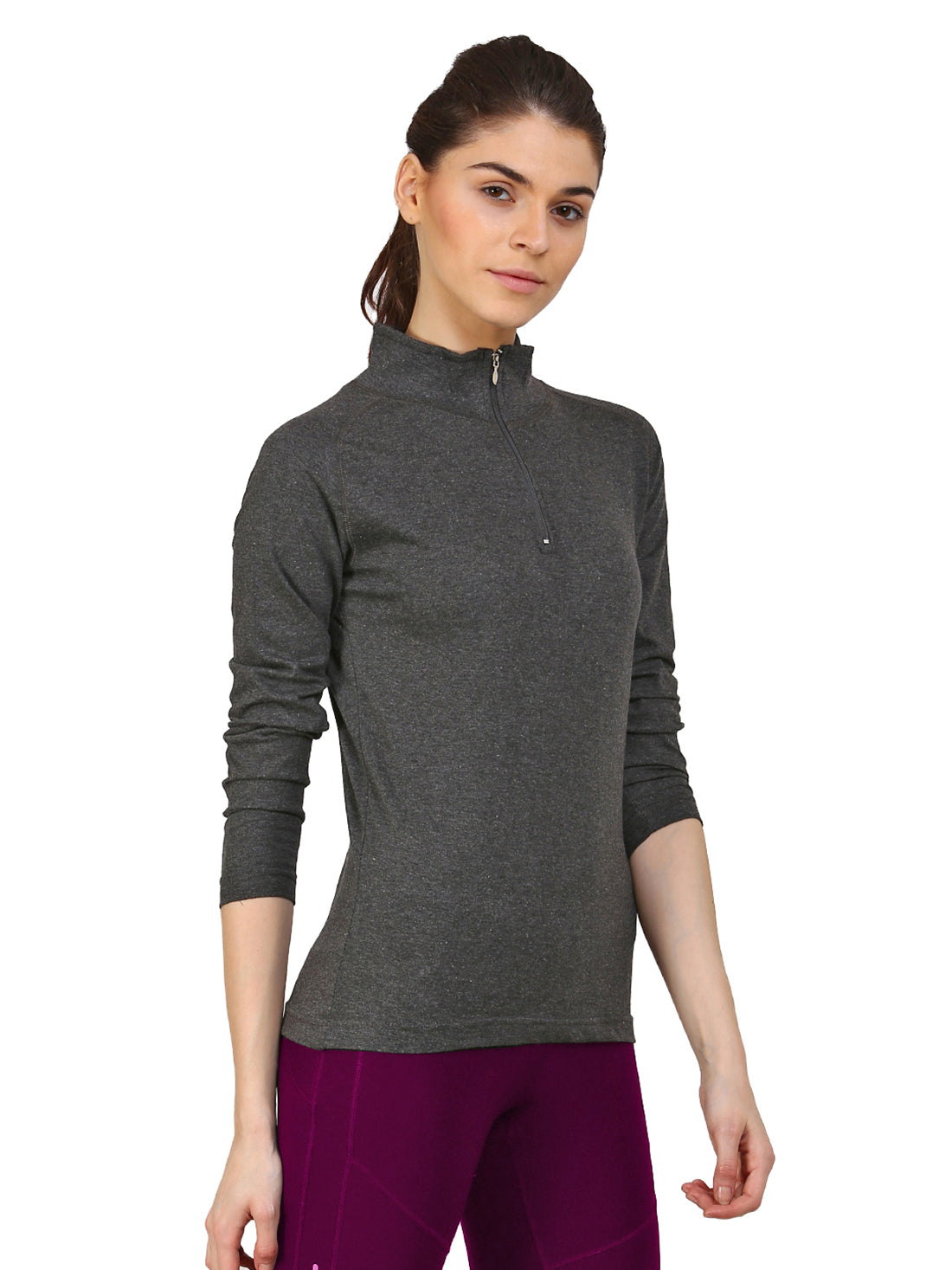 Ap'pulse Women's 1/4 Zip Hineck Raglan Tshirt