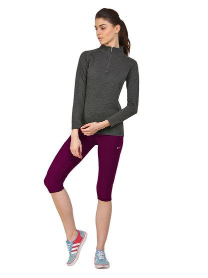 Appulse Women's 1/4 Zip High Neck Raglan T-Shirt | Women | Premium Cotton | Activewear | Athleisure