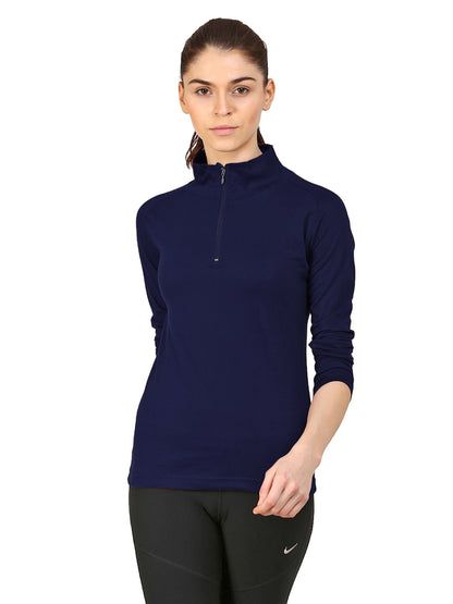 Appulse Women's 1/4 Zip High Neck Raglan T-Shirt | Women | Premium Cotton | Activewear | Athleisure