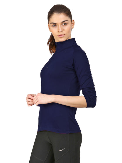 Appulse Women's 1/4 Zip High Neck Raglan T-Shirt | Women | Premium Cotton | Activewear | Athleisure
