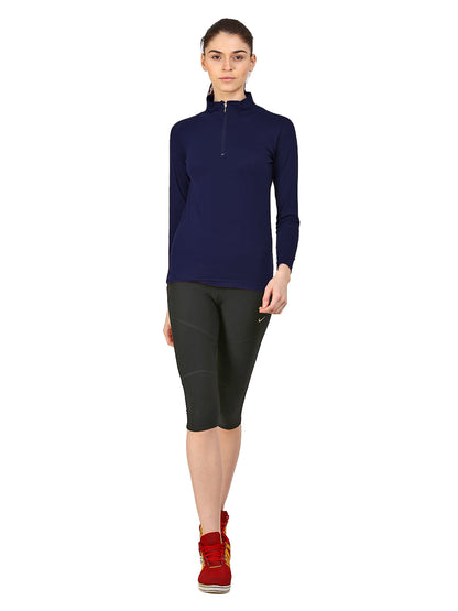 Appulse Women's 1/4 Zip High Neck Raglan T-Shirt | Women | Premium Cotton | Activewear | Athleisure