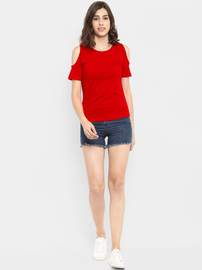 Appulse Women's Round Neck Cold Shoulder T-Shirt | Women | Premium Cotton | Activewear | Athleisure