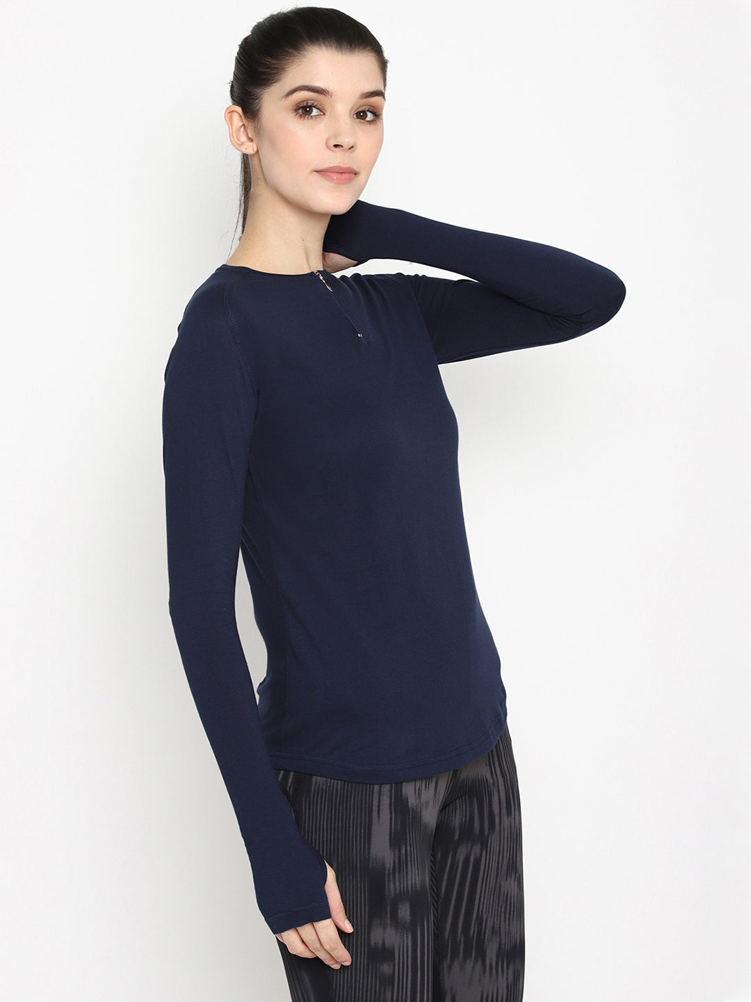 Appulse Women's Round Neck Zipper Long Sleeve T-Shirt | Women | Premium Cotton | Activewear | Athleisure