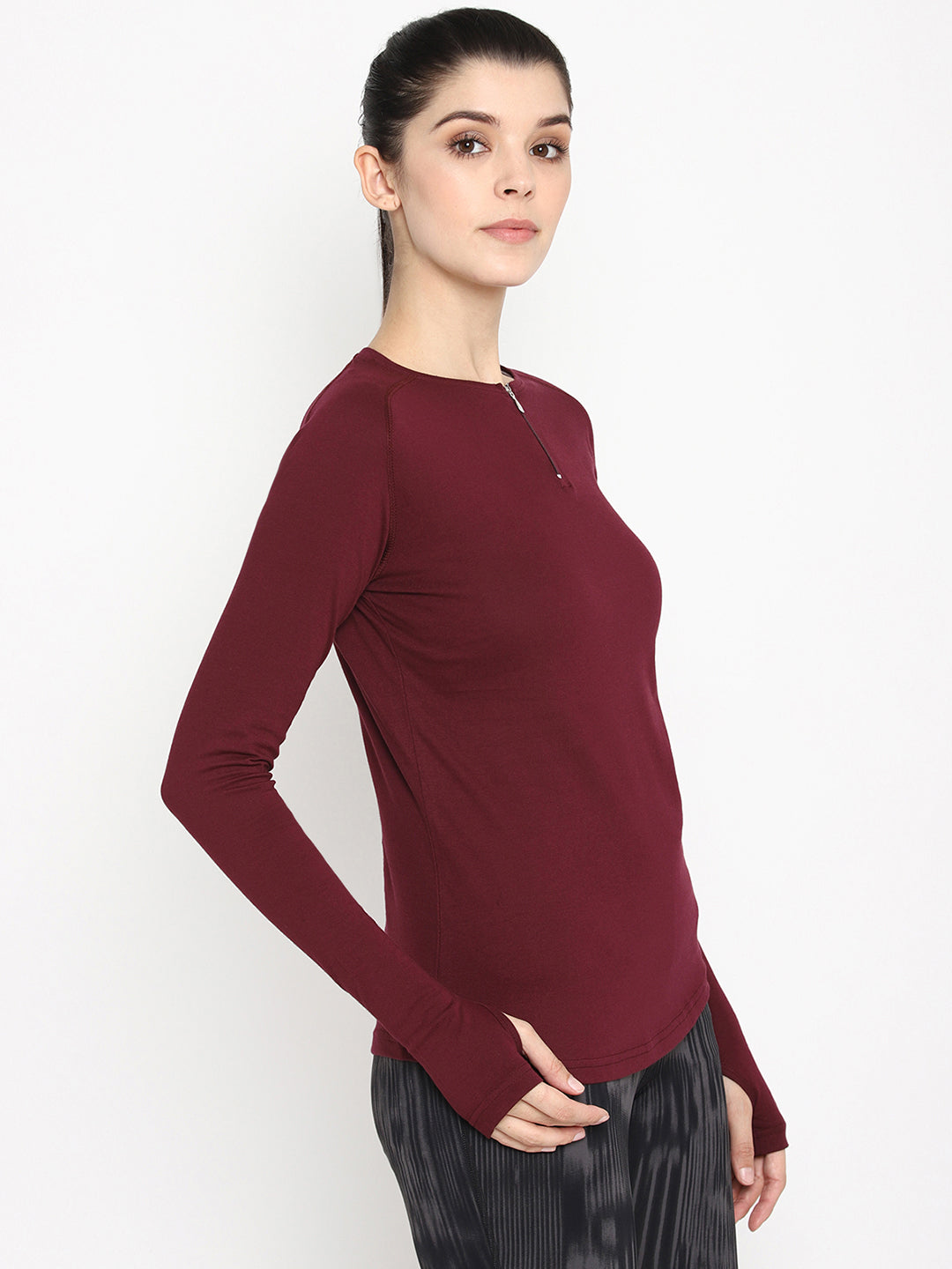 Appulse Women's Round Neck Zipper Long Sleeve T-Shirt | Women | Premium Cotton | Activewear | Athleisure