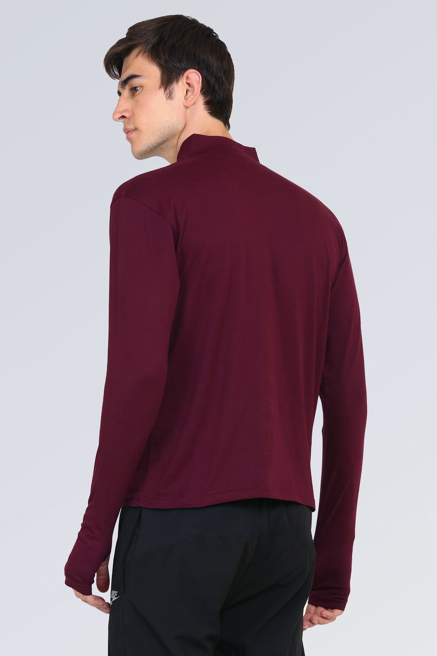 Ap'pulse Men's 1/4 Hineck Zipper Thumbopen Tshirt