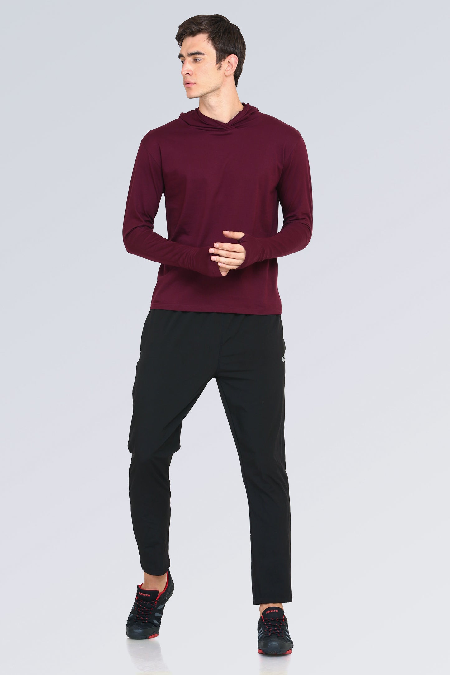 Ap'pulse Men's Hooded Thumbopen Tshirt