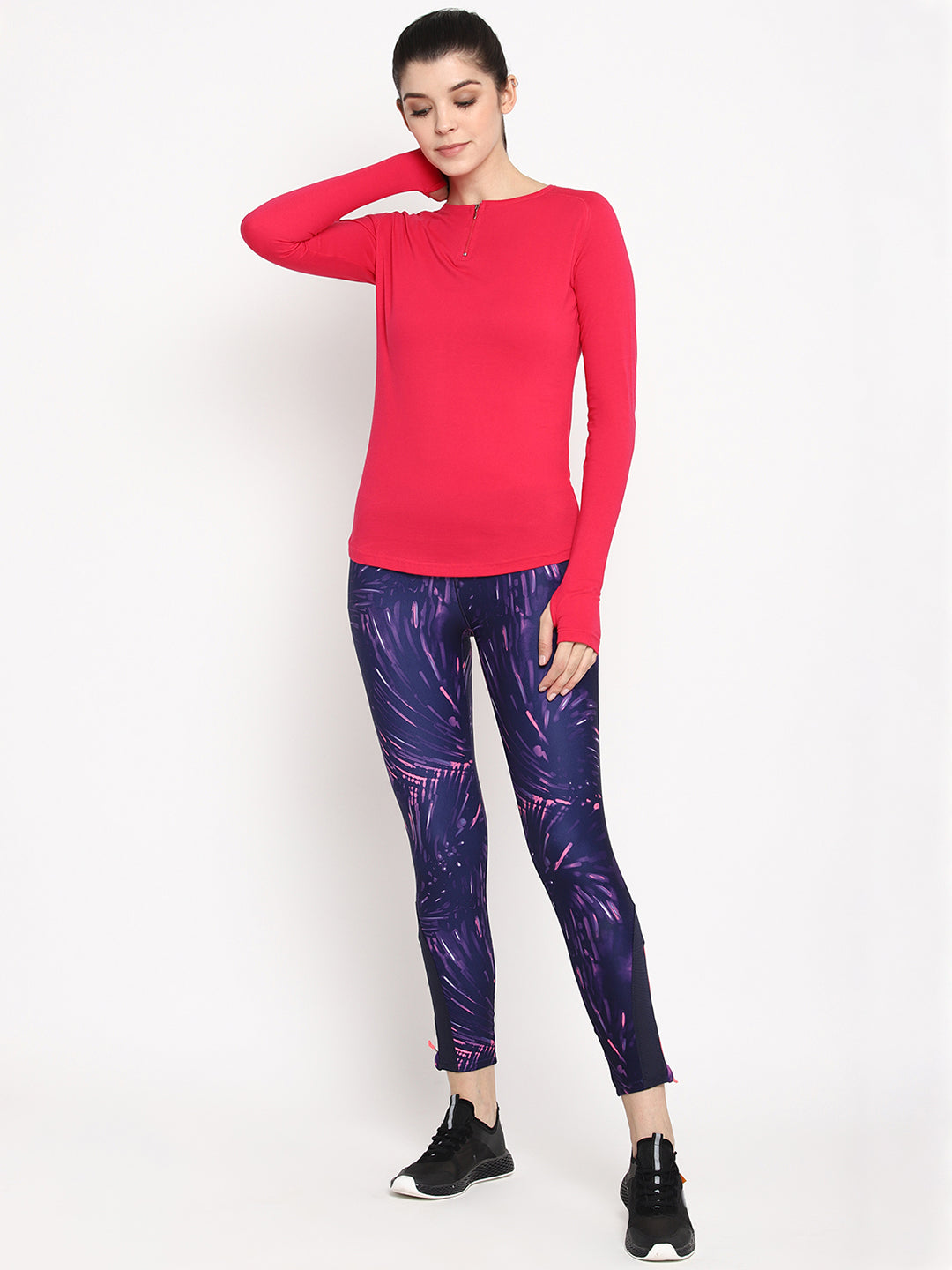 Appulse Women's Round Neck Zipper Long Sleeve T-Shirt | Women | Premium Cotton | Activewear | Athleisure