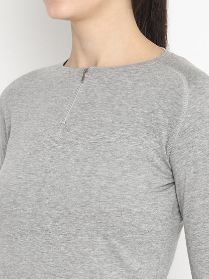 Appulse Women's Round Neck Zipper Long Sleeve T-Shirt | Women | Premium Cotton | Activewear | Athleisure