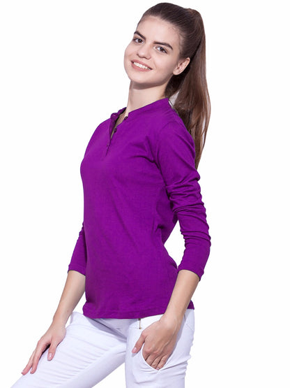 Appulse Women's Long Sleeve Mandarin Polo T-Shirt | Women | Premium Cotton | Activewear | Athleisure