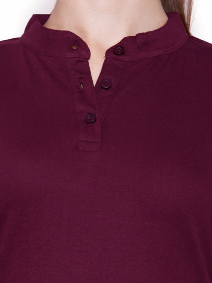 Appulse Women's Long Sleeve Mandarin Polo T-Shirt | Women | Premium Cotton | Activewear | Athleisure