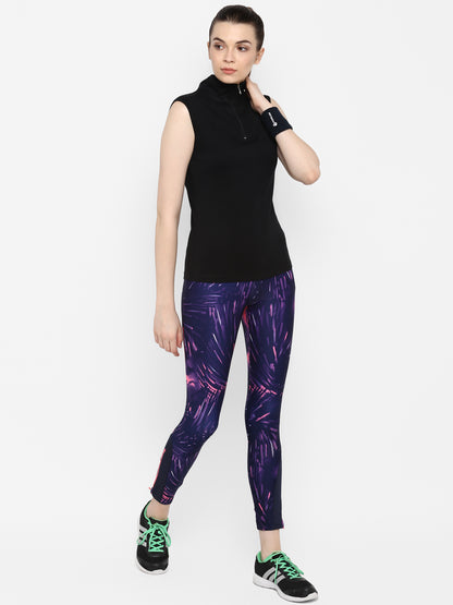 Appulse Women's Sleeveless 1/4 Zip Hi Neck T-Shirt | Women | Premium Cotton | Activewear | Athleisure