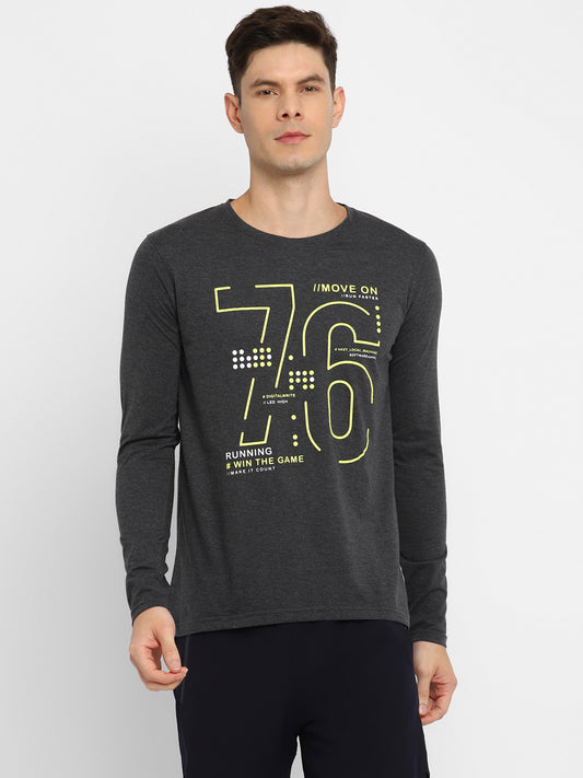 Ap'pulse Men's Round Neck Long Sleeve Printed Tshirt