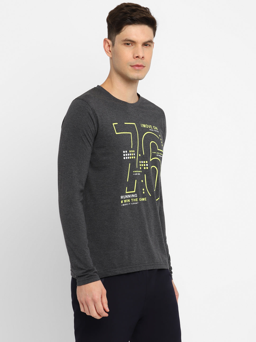 Ap'pulse Men's Round Neck Long Sleeve Printed Tshirt