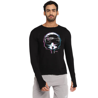 Appulse Men's Printed Long Sleeve Thumb Hole Round Neck T-Shirt | Men | Premium Cotton | Activewear | Athleisure