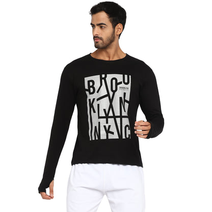 Appulse Men's Printed Long Sleeve Thumb Hole Round Neck T-Shirt | Men | Premium Cotton | Activewear | Athleisure