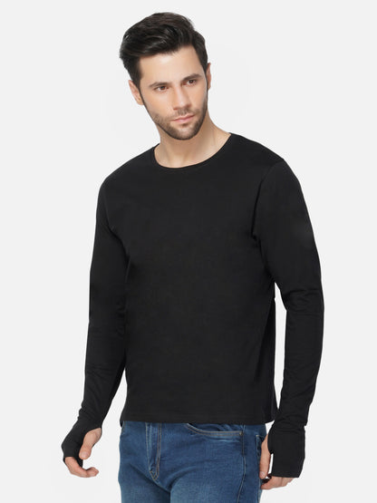 Appulse Men's Round Neck Long Sleeve Thumb Hole T-Shirt | Men | Premium Cotton | Activewear | Athleisure
