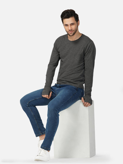 Appulse Men's Round Neck Long Sleeve Thumb Hole T-Shirt | Men | Premium Cotton | Activewear | Athleisure