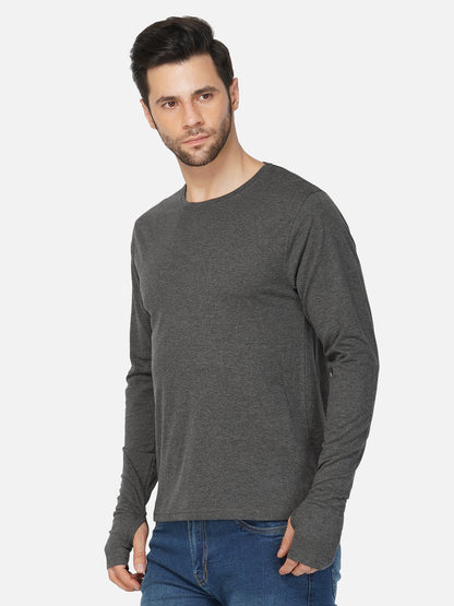 Appulse Men's Round Neck Long Sleeve Thumb Hole T-Shirt | Men | Premium Cotton | Activewear | Athleisure