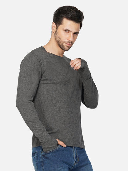 Appulse Men's Round Neck Long Sleeve Thumb Hole T-Shirt | Men | Premium Cotton | Activewear | Athleisure