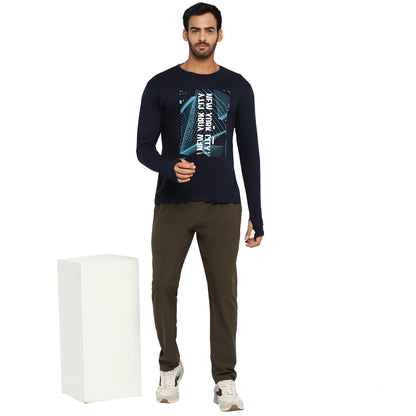 Appulse Men's Printed Long Sleeve Thumb Hole Round Neck T-Shirt | Men | Premium Cotton | Activewear | Athleisure