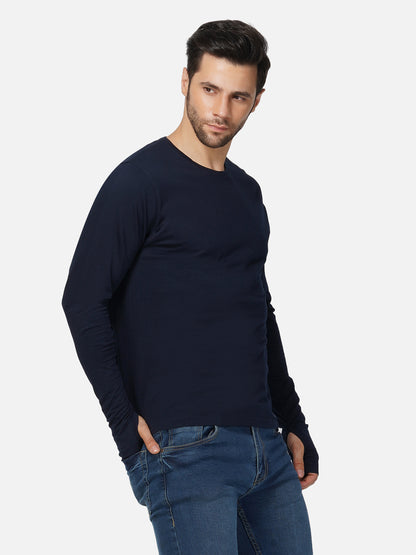 Appulse Men's Round Neck Long Sleeve Thumb Hole T-Shirt | Men | Premium Cotton | Activewear | Athleisure