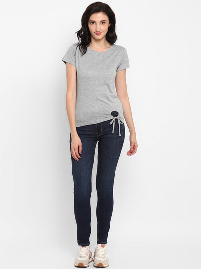 Appulse Women's Round Neck T-Shirt with Bottom Knot | Women | Premium Cotton | Activewear | Athleisure