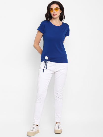 Appulse Women's Round Neck T-Shirt with Bottom Knot | Women | Premium Cotton | Activewear | Athleisure
