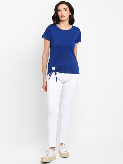 Appulse Women's Round Neck T-Shirt with Bottom Knot | Women | Premium Cotton | Activewear | Athleisure
