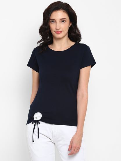 Appulse Women's Round Neck T-Shirt with Bottom Knot | Women | Premium Cotton | Activewear | Athleisure