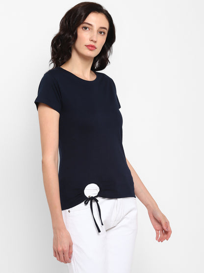 Appulse Women's Round Neck T-Shirt with Bottom Knot | Women | Premium Cotton | Activewear | Athleisure