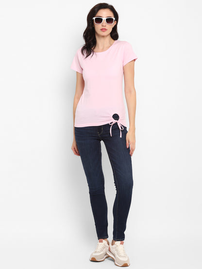 Appulse Women's Round Neck T-Shirt with Bottom Knot | Women | Premium Cotton | Activewear | Athleisure