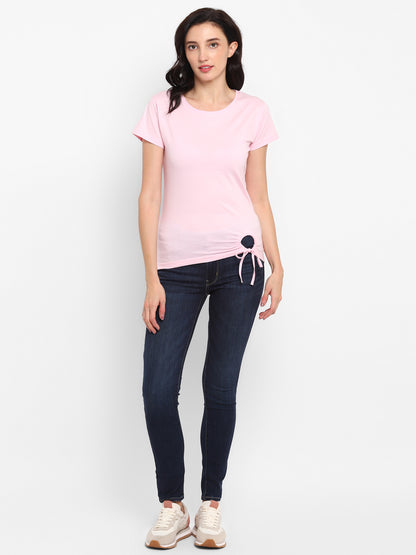 Appulse Women's Round Neck T-Shirt with Bottom Knot | Women | Premium Cotton | Activewear | Athleisure
