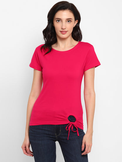 Appulse Women's Round Neck T-Shirt with Bottom Knot | Women | Premium Cotton | Activewear | Athleisure