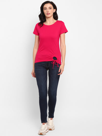 Appulse Women's Round Neck T-Shirt with Bottom Knot | Women | Premium Cotton | Activewear | Athleisure