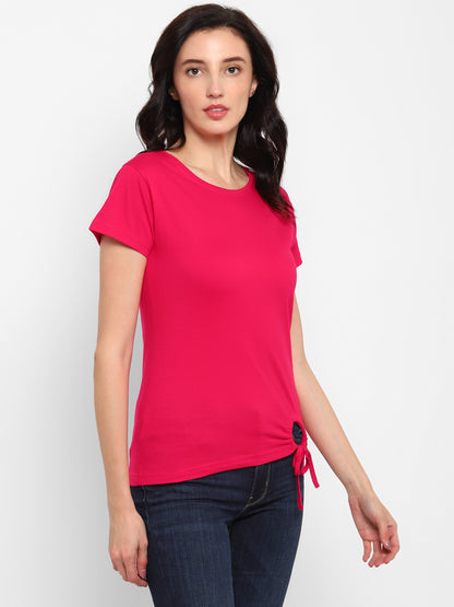 Appulse Women's Round Neck T-Shirt with Bottom Knot | Women | Premium Cotton | Activewear | Athleisure