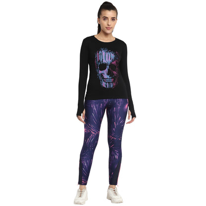 Appulse Women's Printed Long Sleeve Thumb Hole Round Neck T-Shirt | Women | Premium Cotton | Activewear | Athleisure