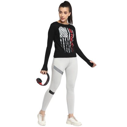 Appulse Women's Printed Long Sleeve Thumb Hole Round Neck T-Shirt | Women | Premium Cotton | Activewear | Athleisure
