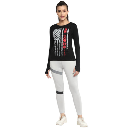Appulse Women's Printed Long Sleeve Thumb Hole Round Neck T-Shirt | Women | Premium Cotton | Activewear | Athleisure