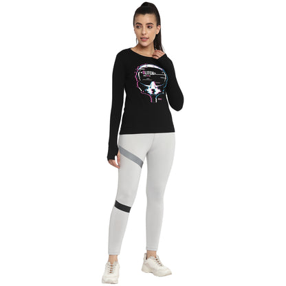 Appulse Women's Printed Long Sleeve Thumb Hole Round Neck T-Shirt | Women | Premium Cotton | Activewear | Athleisure